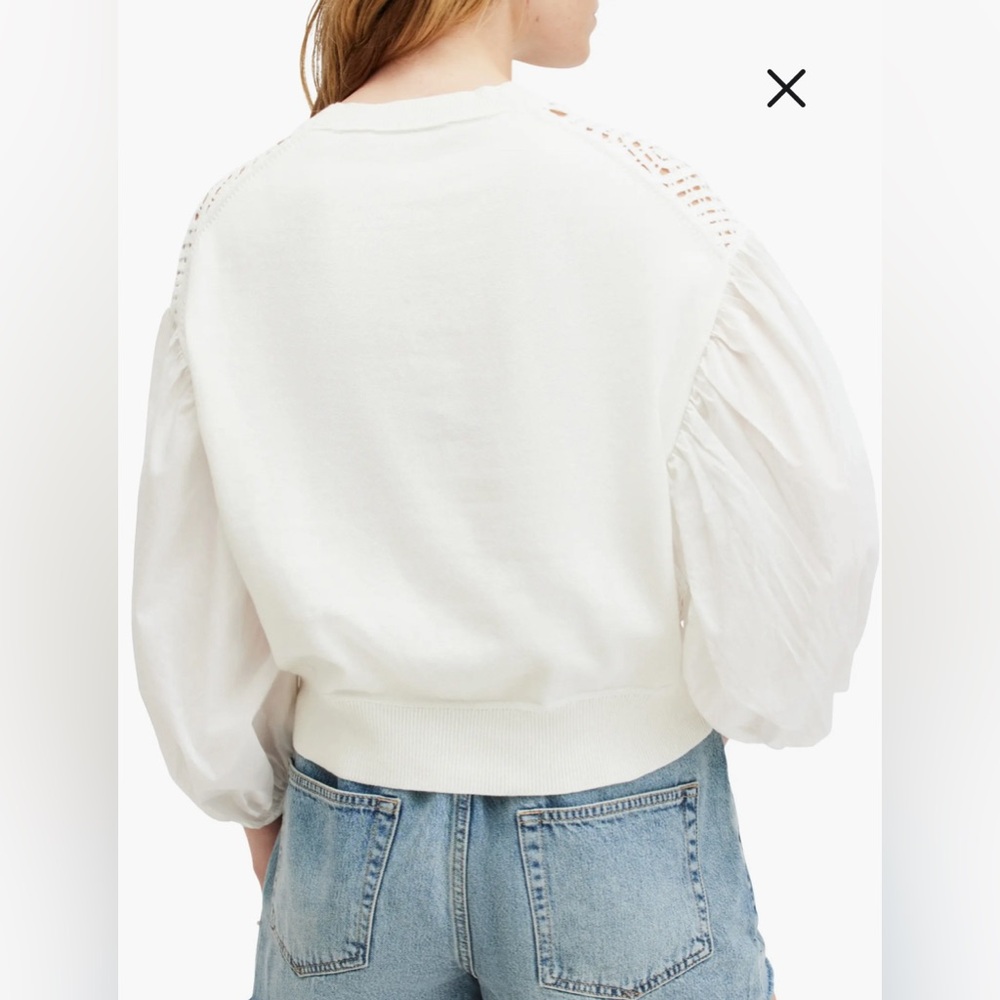 NWT All Saints Sol Mixed Media Lace Top in Chalk Sz‎ XS $279 - Picture 5 of 10